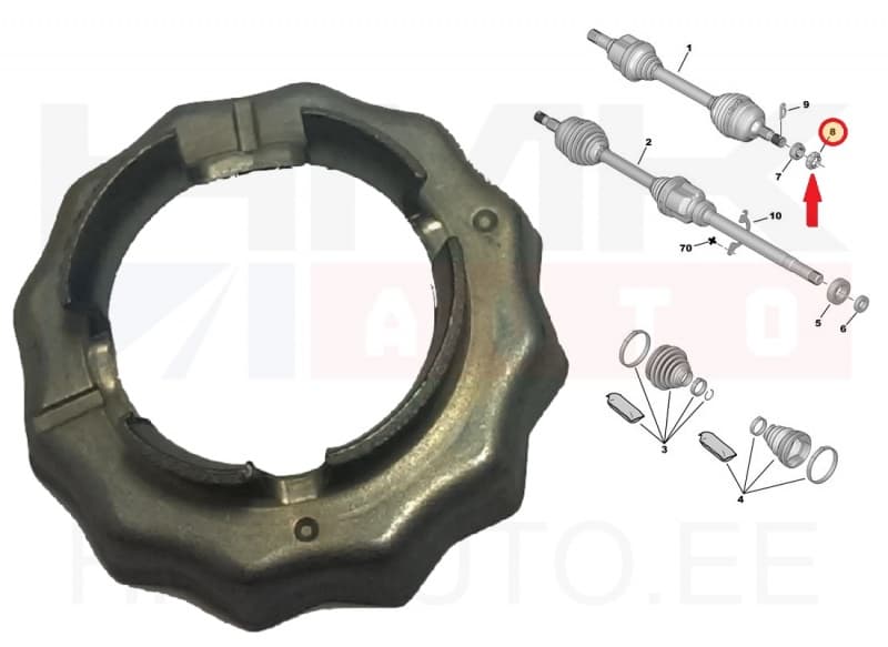 Veovõlli mutri stoppermutter OEM Citroen/Peugeot/Fiat