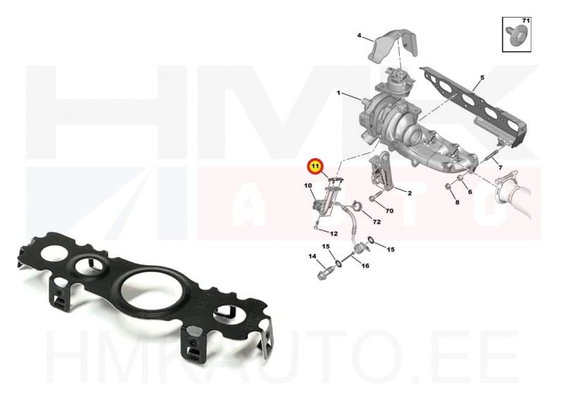 Turbo õli tagasivoolutoru tihend OEM Citroen/Peugeot 2,0BlueHDi