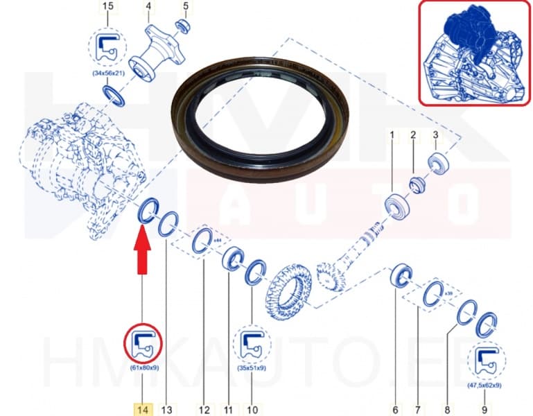 Veovõlli tihend parem OEM Renault/Dacia