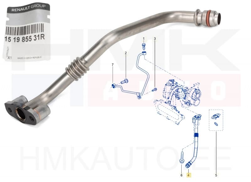 Turbo õli tagasivoolutoru OEM Renault 1,2TCe