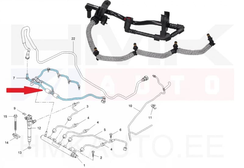Pihustite tagasivoolutoru OEM Renault 1,6BlueDCI (92,107kW)