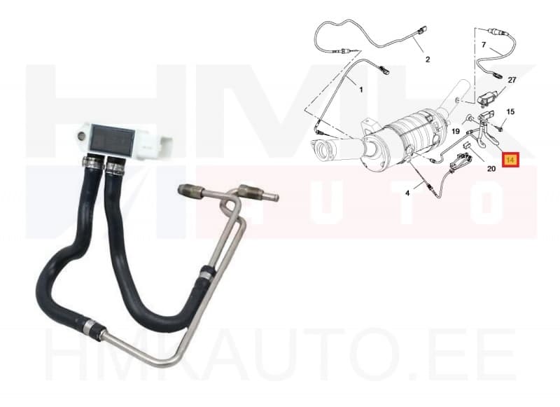 Väljalaskegaaside rõhuandur (koos torudega) OEM Renault Trafic III 1,6DCI 2014-