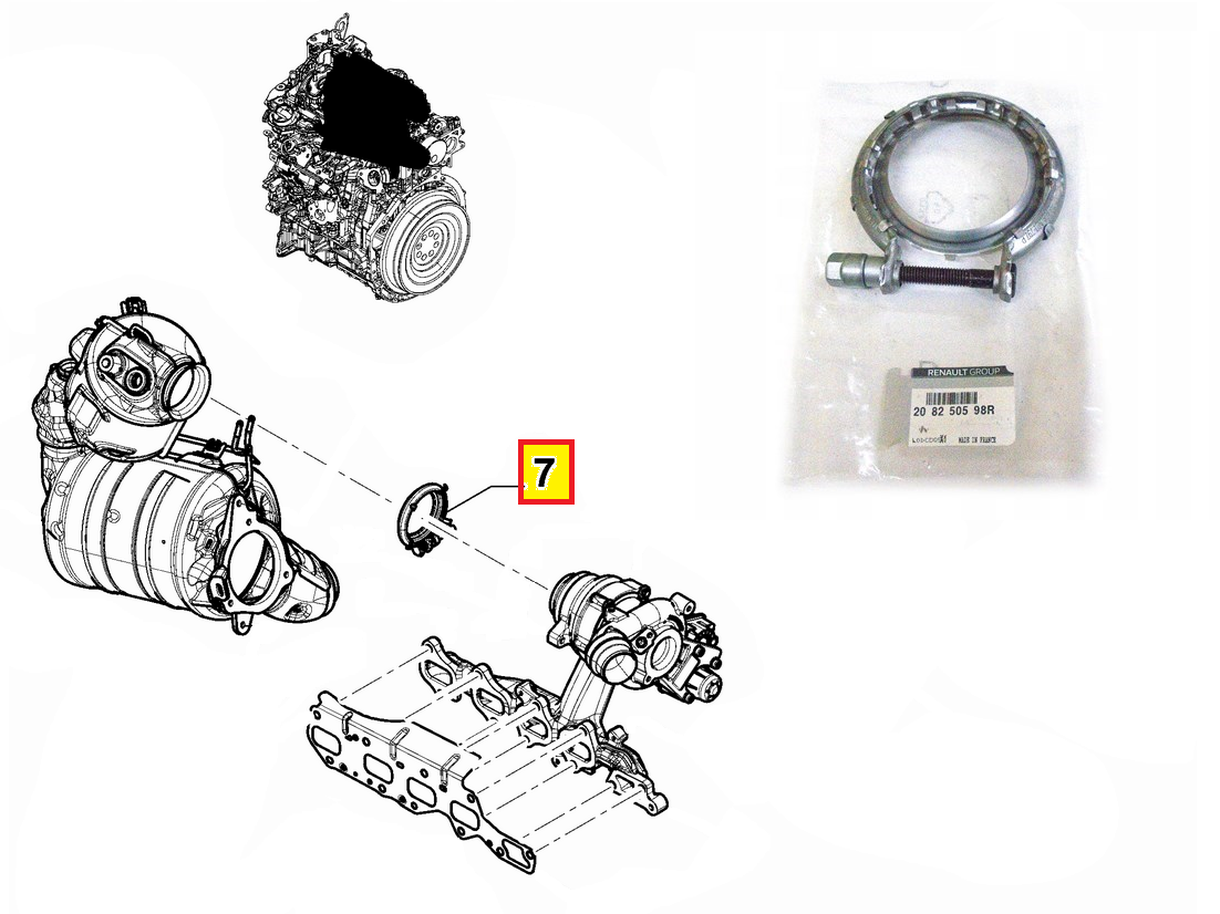 'Summuti klamber tihendiga OEM Renault Trafic 2,0dCi 2019-/Citroen/Peugeot 74,5mm