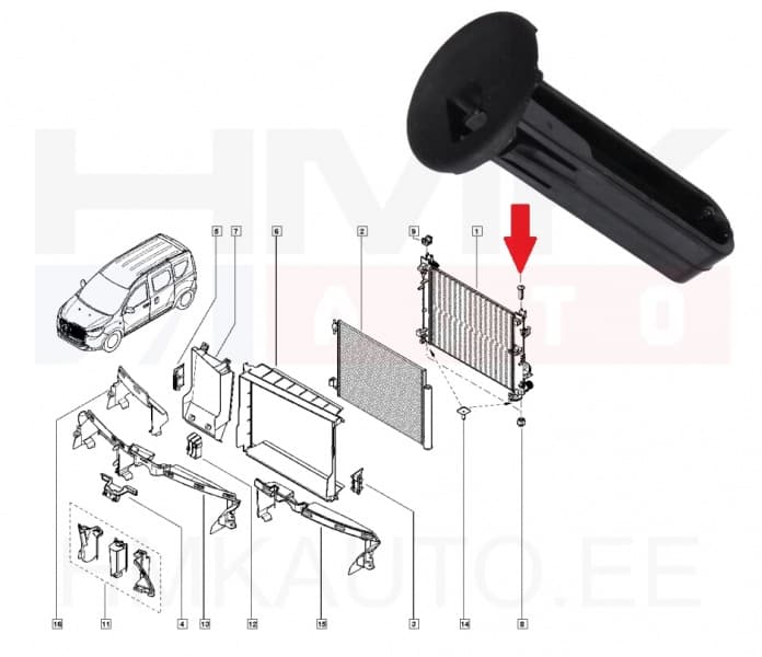 Jahutusradiaatori fikseerimis tihvt OEM Renault/Dacia