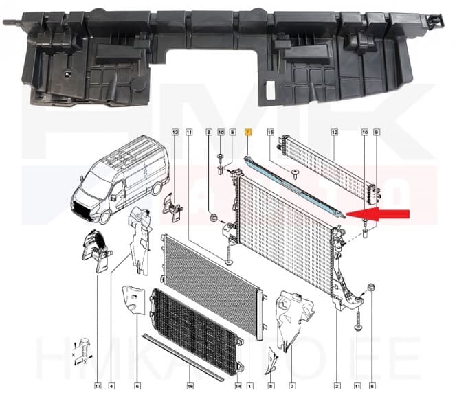 Jahutusradiaatori tuulesuunaja pealmine OEM Renault Master 2019-