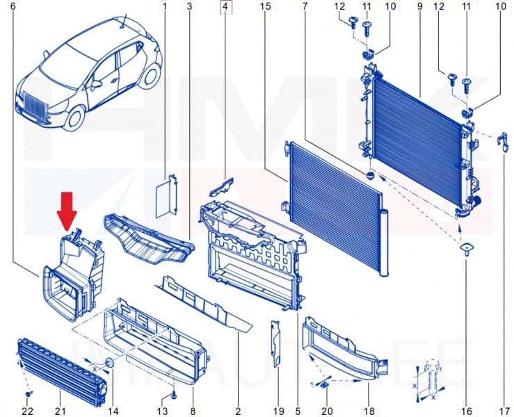 Jahutusradiaatori tuulesuunaja OEM Renault Clio IV