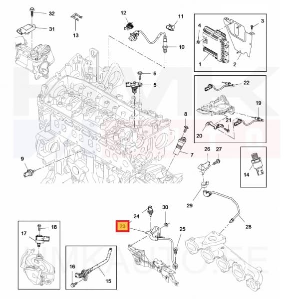 'Väljalaskegaaside rõhuandur (koos toruga) OEM Renault 1,6dCi