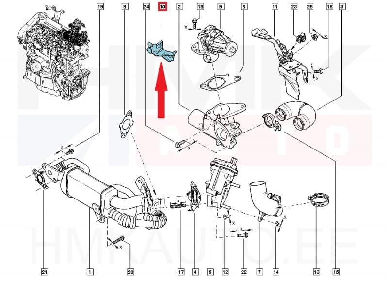 Väljalaskegaaside rõhuanduri kinnitus OEM Renault