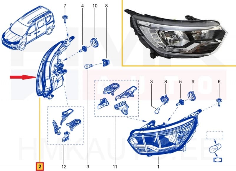 Esituli parem OEM Renault Express 2021-