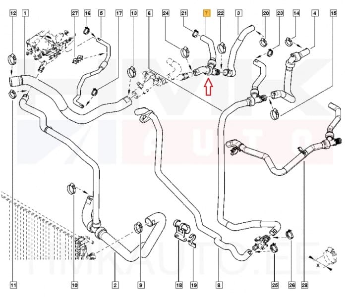 Jahutusvedeliku toru OEM Renault 1,5dCi