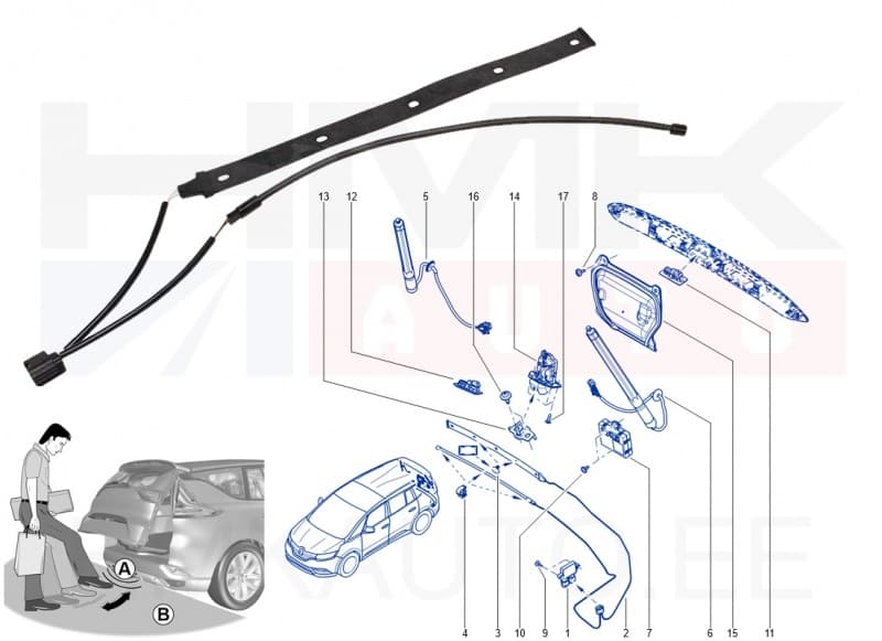Tagaluugi jalaviipega avamise andur OEM Renault Espace V, Talisman