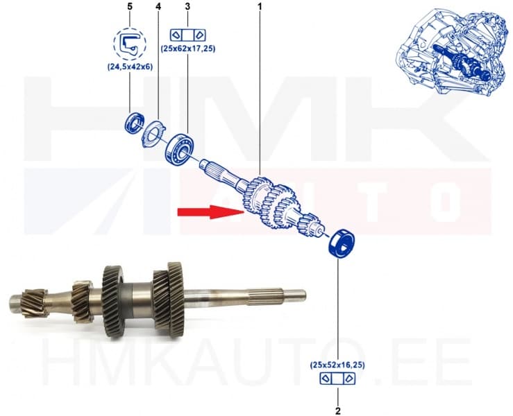 Käigukasti peavõll OEM Renault PF6 k.kast 2014-
