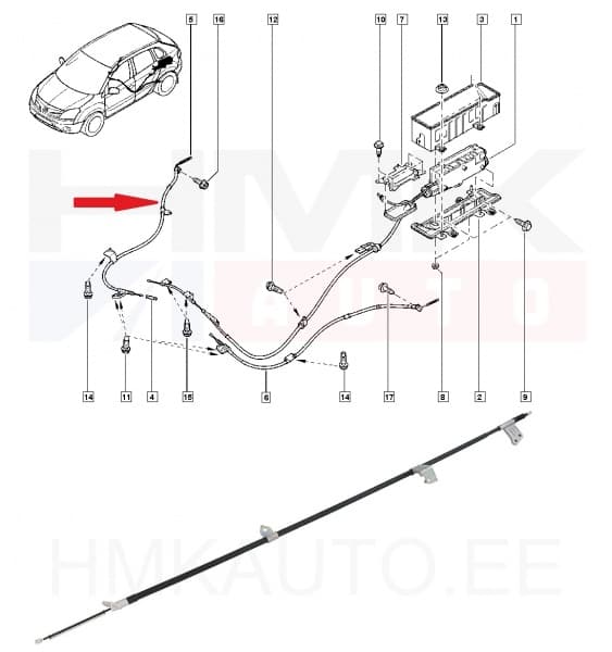 Seisupiduritross tagumine parem OEM Renault Koleos
