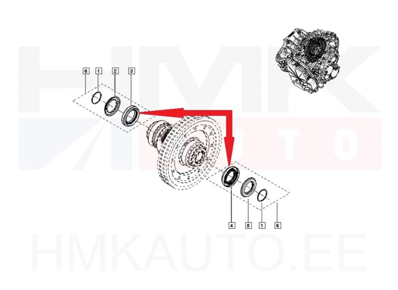 Veovõlli tihend OEM Renault DW6 automaatkäigukast