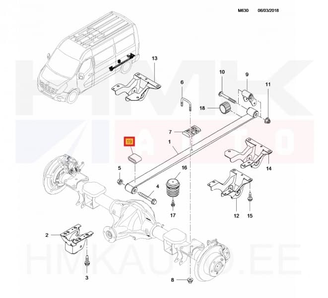 Tagavedru padi OEM Renault Master III  RWD