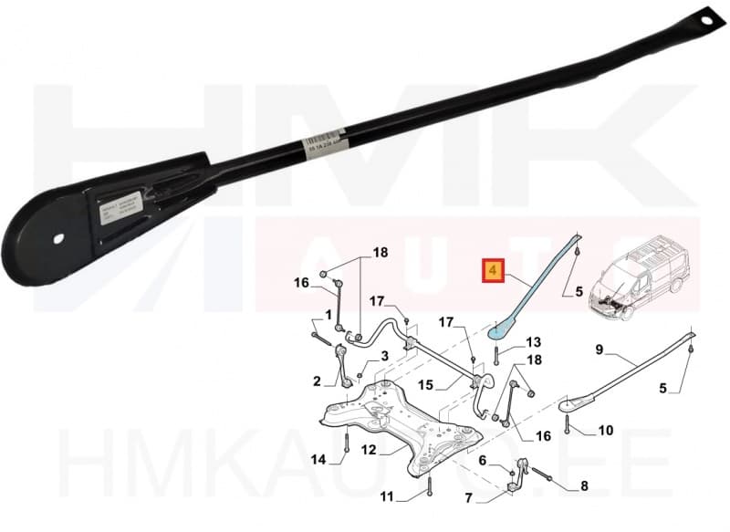 Sillaraami tugivarras parem OEM Renault Trafic II,III