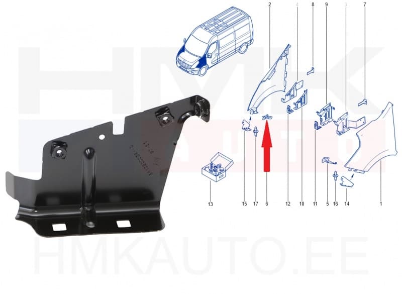 Esitiiva kinnitus parem OEM Renault Master 2010-