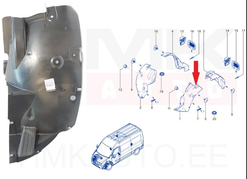 Esilogari esiosa vasak OEM Renault Master 2019-