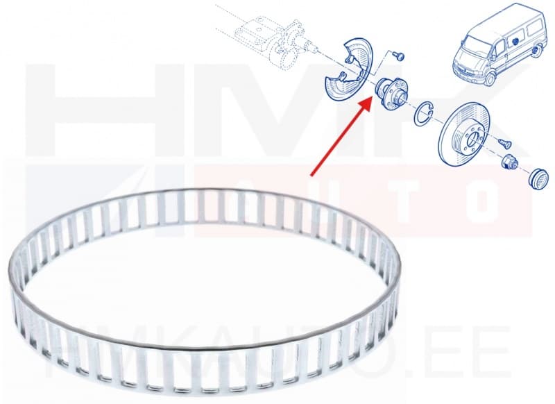 ABS rõngas rattarummule taga Renault Master 2000-2010 FWD (51 hammast)