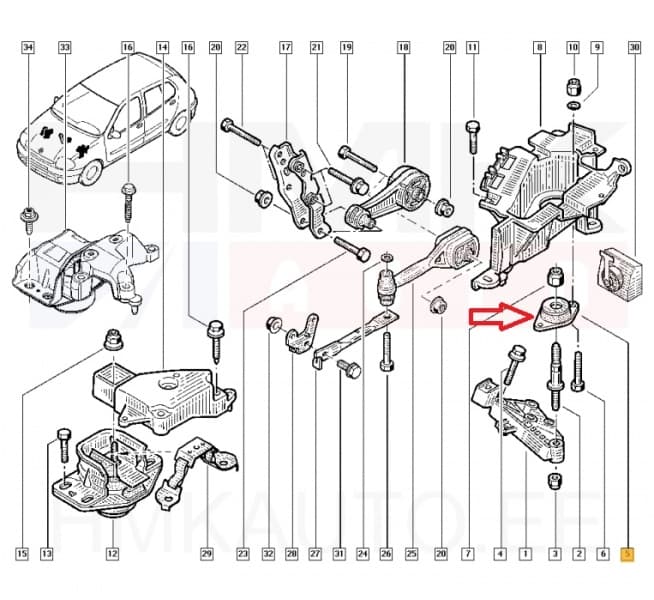 Mootoripadi vasak OEM Renault