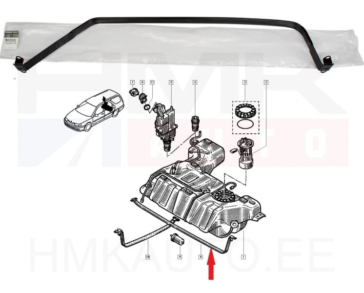 Kütusepaagi kinnitusvits OEM Renault Laguna I (pikk)