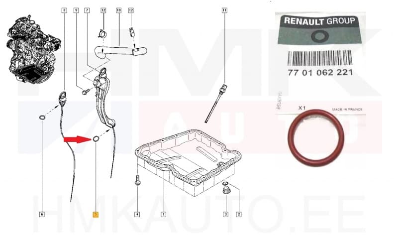 Õlivarda toru tihend OEM Renault Master 2,3dci