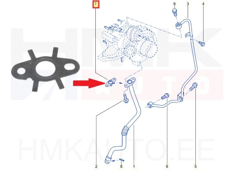 'Turbo õli tagasivoolutoru tihend OEM Renault 2,0DCI