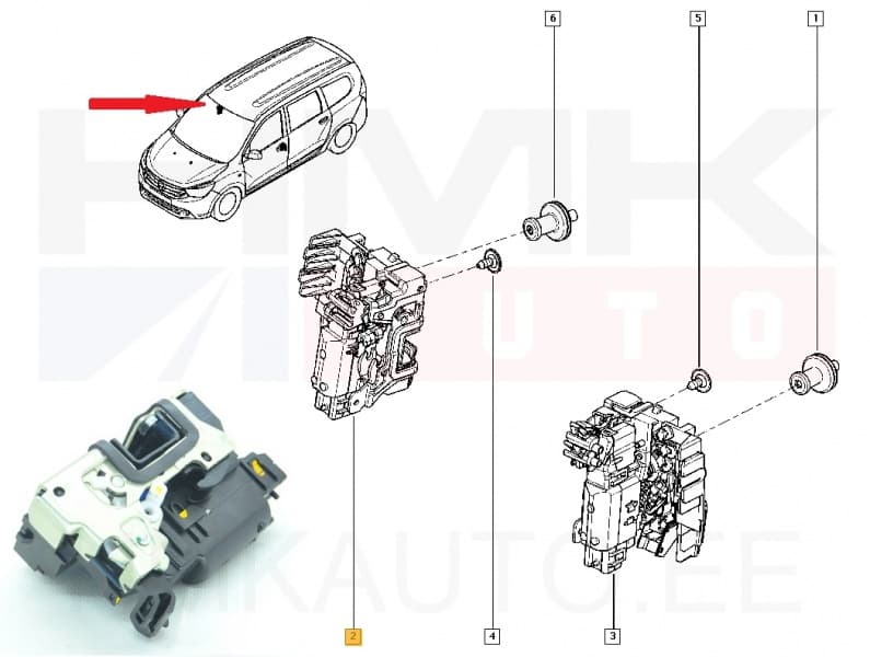 Ukselukusti esiuksele parem OEM Dacia