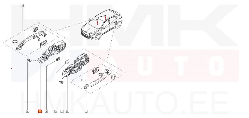 Ukselingi alusraam, tagauks parem OEM Renault Megane III