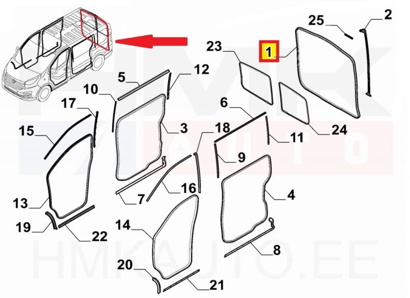 Tagauste ava tihend OEM Renault Trafic II-III/Opel Vivaro I-II/Nissan Primastar-NV300 -2016 (H1)