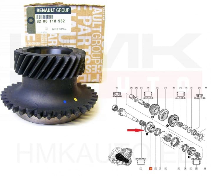 6-käigu hammasratas 28H OEM Renault PF6 k.kast 2014-