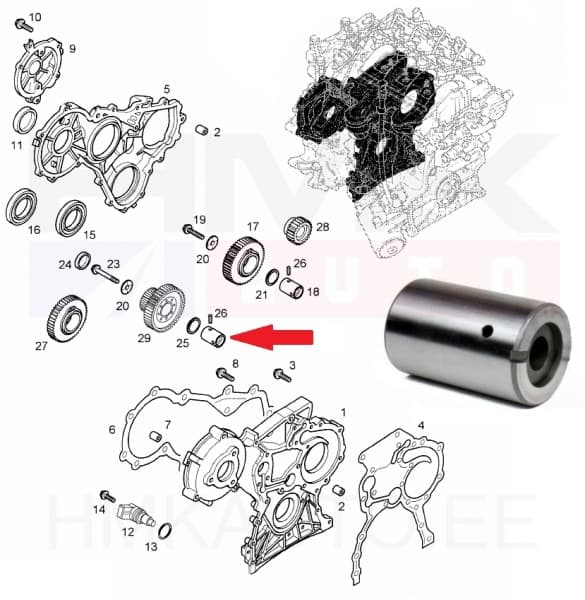 Gaasijaotussüsteemi hammasratta puks OEM Renault 2,2-2,5DCI