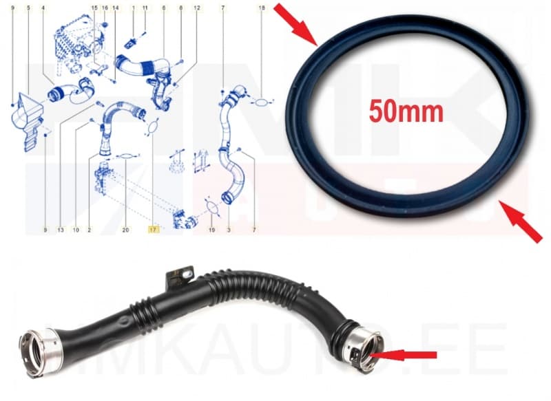 Turbo õhutoru tihend OEM Renault/Dacia/Nissan/Opel  50mm