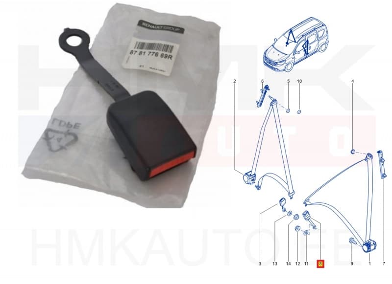 Turvavöö vastus eesmine vasak OEM Dacia Dokker/Lodgy