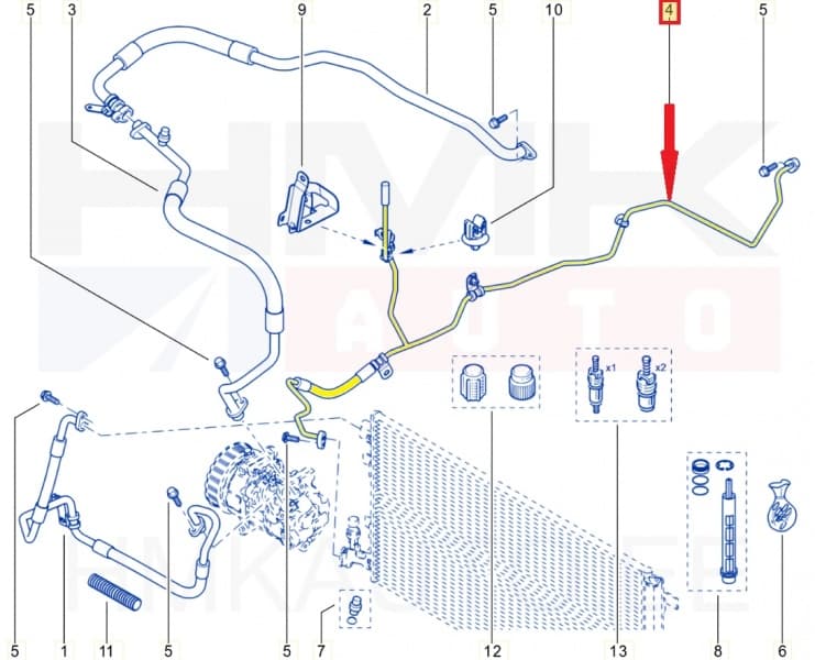 Konditsioneeri toru OEM Renault Megane III
