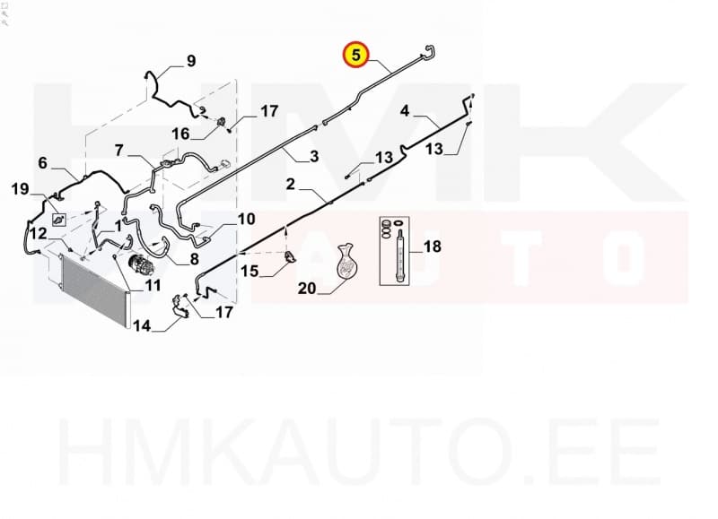 Konditsioneeri toru tagumine, madalsurve OEM Renault Trafic III 2014-  (R1234yf)