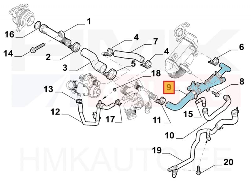 Jahutusvedeliku toru Renault 1,6dCI  R9M