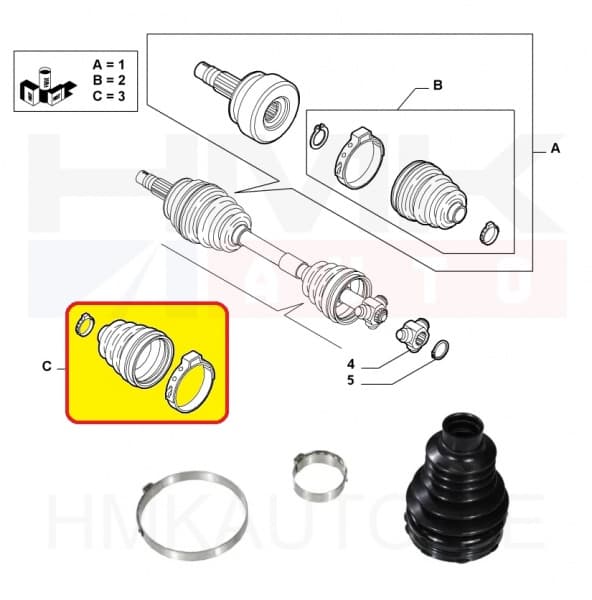 Veovõlli kaitsekumm sisemine Fiat 500