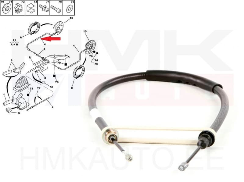 Seisupiduritross tagumine parem Peugeot 406 (ketaspidur)