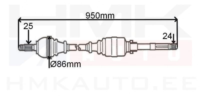 Veovõll komplektne vasak Berlingo/Partner/C3 Picasso/C4 Picasso 2007-