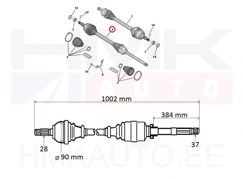 Veovõll komplektne parem Jumpy/Expert/Scudo 2016-