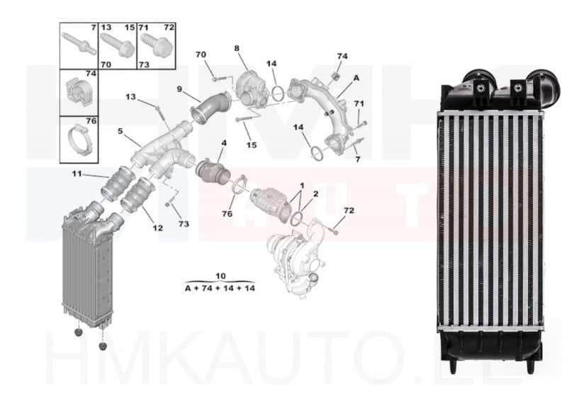 Turbo vahejahuti (intercooler) Citroen/Peugeot 1,6HDi 2010-