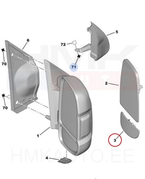 Peegliklaas parem alumine soojendusega Jumper/Boxer/Ducato 06-