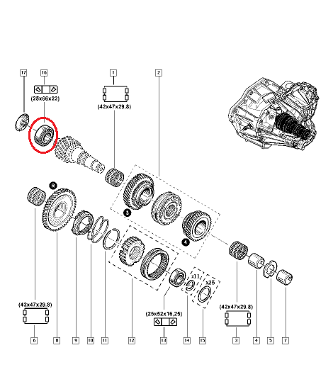 **Käigukasti laager 25x66x22 Renault PF6