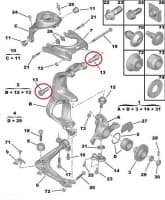 Käändtelje ülemine puks OEM Citroen C5/C6, Peugeot 407