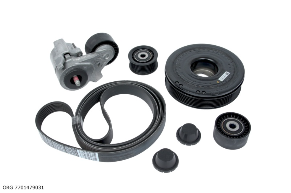 Mitmikkiilrihma komplekt koos väntvõlli rihmarattaga OEM Renault 3,0dCi V6