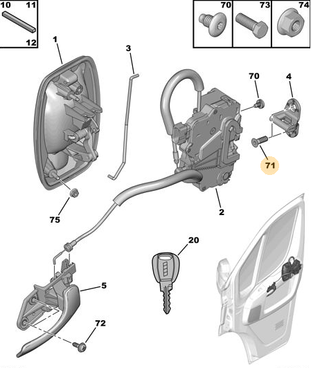 Ukselukusti vastuse kinnituspolt OEM Jumper/Boxer/Ducato 06-11  M8x1,25 L25