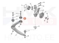 Esisilla õõtshoova puks, alumine tagumine OEM Citroen Berlingo,C4,DS4,DS5 / Peugeot 307,308,3008,5008,RCZ,Partner