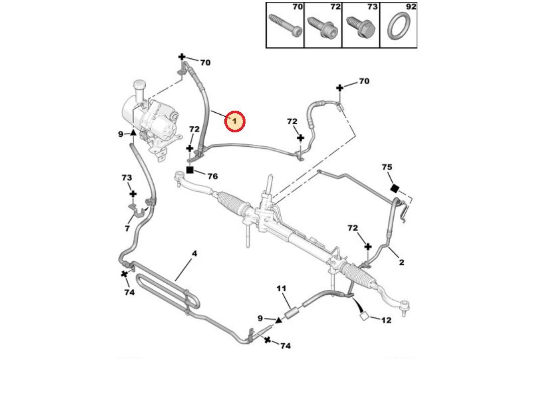 Roolivõimendi survetoru OEM Peugeot 407