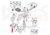 Tulede/nivoo kõrguseanduri hoova kinnitus, esisillale parem OEM Peugeot 607